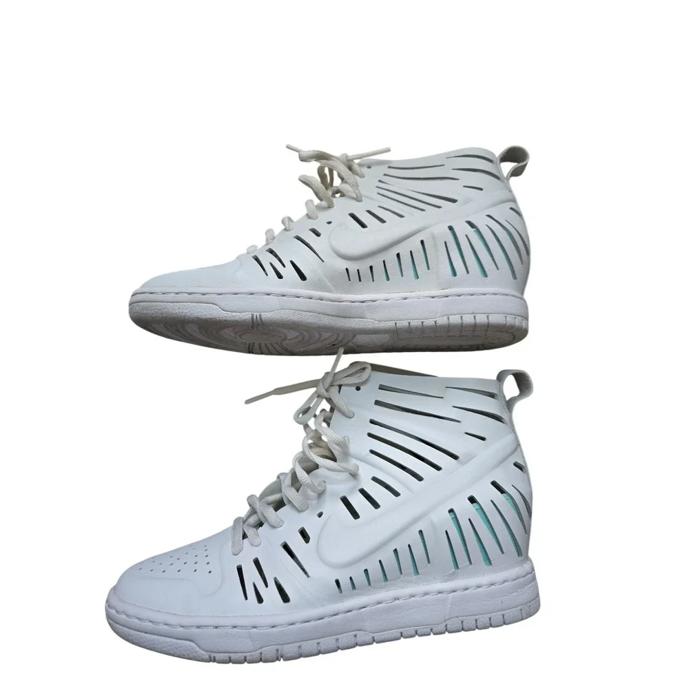 Nike Joli Sky Hi‎ High Wedge Dunk 2.0 Womens Sz. 7 Sneaker Shoes Su15-983 White
